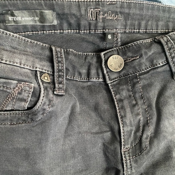 Kut From The Cloth Stevie Straight Leg Black Denim Jeans Size 6 - Picture 2 of 6